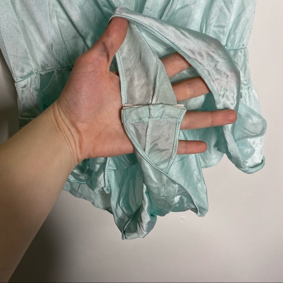 Vintage Blue Satin & Lace Ruffle Teddy Lingerie - Picture 6 of 6